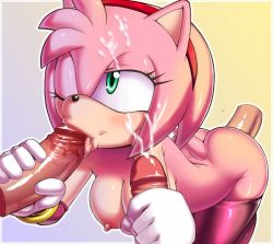 Rule 34 | 1girl, amy rose, animal ears, apostle, ass, bent over, blush, bow, breasts, cum, disembodied penis, doggystyle, fellatio, furry, gloves, green eyes, group sex, handjob, interspecies, large breasts, leggings, lips, nipples, oral, orgy, penis, pink hair, pussy juice, saliva, sega, sex, sex from behind, sonic boom (series), sonic (series), tail, tongue, tongue out, uncensored, vaginal, wink