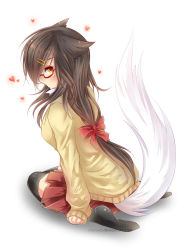 Rule 34 | 1girl, ahri (league of legends), animal ears, artist request, black thighhighs, chiroyo, feet, female focus, fox ears, glasses, league of legends, no shoes, school uniform, solo, tail, thighhighs