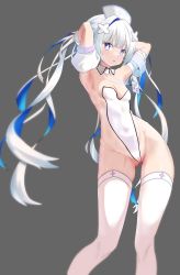 Rule 34 | + +, :o, absurdres, amane kanata, amane kanata (nurse), armpits, arms behind head, arms up, bandaged arm, bandages, bare hips, blue eyes, blue hair, blunt bangs, breasts, cameltoe, cleavage, cleft of venus, contrapposto, detached collar, detached sleeves, dongchuan, feet out of frame, gluteal fold, grey background, hat, highleg, highleg leotard, highres, hololive, leotard, multicolored hair, nurse cap, open mouth, short sleeves, sideless outfit, simple background, single sleeve, small breasts, standing, thighhighs, thighs, twintails, two-tone hair, virtual youtuber, white hair, white leotard, white thighhighs