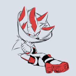 Rule 34 | 1boy, collar, commentary, crossed arms, english commentary, furry, furry male, ghostie berry, glaring, male focus, red eyes, shadow the hedgehog, sitting, solo, sonic (series)