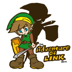 Rule 34 | 2boys, blue eyes, boots, brown hair, clone, dual persona, elf, grin, hat, link, lowres, mark on hand, multiple boys, nintendo, pointy ears, serious, shadow, shadow link, shield, smile, sword, the legend of zelda, triforce, tunic, weapon, zelda ii: the adventure of link