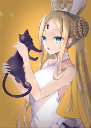 Rule 34 | 1girl, abigail williams (fate), abigail williams (swimsuit foreigner) (fate), abigail williams (swimsuit foreigner) (second ascension) (fate), absurdres, bare shoulders, black cat, blonde hair, blue eyes, braid, braided bun, breasts, cat, covered navel, double bun, dress swimsuit, fate/grand order, fate (series), forehead, hair bun, hane yuki, hat, highres, huge filesize, keyhole, long hair, looking at viewer, mitre, one-piece swimsuit, open mouth, parted bangs, sidelocks, small breasts, swimsuit, twintails, very long hair, white headwear, white one-piece swimsuit