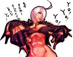 Rule 34 | 1girl, angel (kof), breasts, looking at viewer, sawao, simple background, solo, the king of fighters, white background