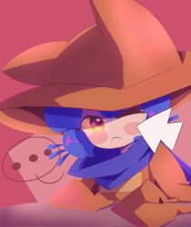 Rule 34 | 1other, animal ears, blue hair, blue scarf, blush, brown tunic, cat ears, highres, niko (oneshot), one eye closed, oneshot (game), pbj6541, scarf, slit pupils, whiskers, yellow eyes