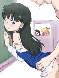 Rule 34 | 10s, 1boy, 3girls, ;), against chalkboard, against wall, ass, bad id, bad pixiv id, black hair, blue eyes, blush, bra, braid, breasts, chalk, chalkboard, classroom, clothed female nude male, clothed sex, clothes pull, door, french braid, galko, glasses, hands on another&#039;s hips, hetero, highres, implied sex, large breasts, long hair, multiple girls, nude, ojou (galko), one eye closed, oshiete! galko-chan, otako (galko), peeking, penis, school, school uniform, sex, shirt pull, smile, solo focus, sweat, takeda yukimura, uncensored, underwear, vaginal