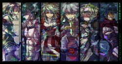 Rule 34 | 3boys, 3girls, abs, armband, armor, assassin cross (ragnarok online), bare pectorals, belt, bio lab, black cape, black shirt, blonde hair, blood, blood on clothes, blood on face, blue hair, boobplate, bow (weapon), breastplate, breasts, brooch, brown cape, cape, cecil damon, chainmail, character name, commentary request, copyright name, cowboy shot, crazy eyes, crazy smile, crop top, cross, cross necklace, dated, dress, eremes guile, eyes visible through hair, fingerless gloves, fur-trimmed cape, fur-trimmed gloves, fur trim, garter straps, gauntlets, gem, gloves, green hair, hair between eyes, high priest (ragnarok online), high wizard (ragnarok online), holding, holding bow (weapon), holding weapon, howard alt-eisen, jewelry, kathryne keyron, long hair, looking at viewer, looking away, looking back, lord knight (ragnarok online), margaretha sorin, medium breasts, multiple boys, multiple girls, navel, necklace, open mouth, pauldrons, pectorals, platinum blonde hair, popped collar, ragnarok online, red dress, red eyes, red scarf, reload9 yohji, scarf, seyren windsor, shirt, short hair, short shorts, shorts, shoulder armor, signature, smile, sniper (ragnarok online), standing, teeth, thighhighs, torn clothes, torn scarf, translation request, upper body, upper teeth only, waist cape, watermark, weapon, white dress, white hair, white legwear, white shirt, whitesmith (ragnarok online), yellow gloves, yellow shirt, yellow shorts