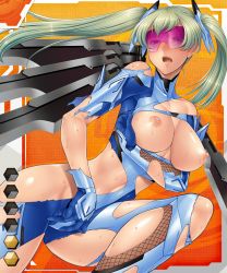 Rule 34 | 00s, 1girl, bodysuit, breasts, card (medium), card (orange-r), card (r), defeat, covered erect nipples, female focus, fishnets, large breasts, mishima mio, ninja, nipples, open mouth, solo, sweat, taimanin (series), taimanin asagi, taimanin asagi battle arena all card gallery, taimanin asagi kessen arena, torn clothes, twintails, visor, zol