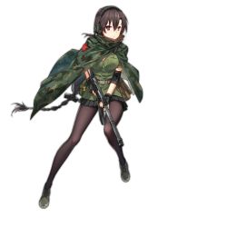 Rule 34 | 1girl, artist request, black hair, braid, braided ponytail, cape, elbow pads, fingerless gloves, full body, girls&#039; frontline, gloves, gun, headphones, integral suppressor, integrally-suppressed firearm, long hair, looking at viewer, mod3 (girls&#039; frontline), official alternate costume, official art, pantyhose, red eyes, single braid, skirt, solo, submachine gun, suppressor, transparent background, trigger discipline, type 64 (girls&#039; frontline), type 64 (mod3) (girls&#039; frontline), type 64 smg, weapon