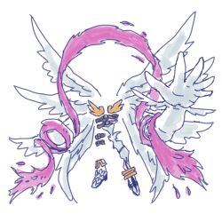 Rule 34 | angel, angewomon, belt, digimon, digimon (creature), feathers, gloves, highres, solo, ultimatechaosmon, what, why, wings