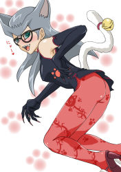 Rule 34 | animal ears, ass, breasts, cat ears, cat tail, cathy (yu-gi-oh!), elbow gloves, glasses, gloves, high heels, long hair, pantyhose, shoes, straw (yokubou hiroba), tail, yu-gi-oh!, yuu-gi-ou, yuu-gi-ou zexal