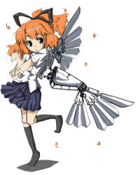Rule 34 | gengorou, hair ribbon, orange hair, ribbon, skirt, socks, solo, wings