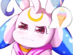 Rule 34 | crescent moon, crying, crying with eyes open, digimon, digimon (creature), food, furry, highres, ice cream, lunamon, meme, moon, rabbit girl, tears