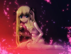Rule 34 | 00s, black background, doll, doll joints, joints, puyo (puyotopia), red background, rozen maiden, shinku, solo, tagme