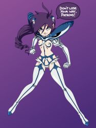 Rule 34 | blue eyes, boots, breasts, cleavage, cosplay, drill hair, gloves, high heel boots, high heels, highres, junketsu (cosplay), kill la kill, long hair, purple hair, solo, thigh boots, thighhighs, zone-tan