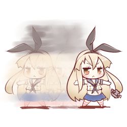 Rule 34 | 10s, 1girl, :&lt;, afterimage, animated, animated gif, blonde hair, chibi, comic, elbow gloves, gloves, kantai collection, long hair, motion blur, oyatsu (jzs 137), oyatsu (mk2), shimakaze (kancolle), solo, striped clothes, striped thighhighs, thighhighs