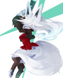 Rule 34 | 1girl, akibotann, amber (road to dragons), bad id, bad pixiv id, cropped jacket, furry, furry female, jacket, red eyes, road to dragons, silver hair, solo, weapon
