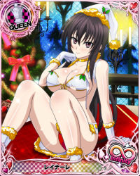 Rule 34 | 1girl, arm support, bikini, bikini top only, bikini under clothes, black hair, blush, breasts, card (medium), character name, chess piece, christmas, christmas tree, closed mouth, fur trim, gloves, hat, high school dxd, high school dxd infinity, jacket, large breasts, long hair, looking at viewer, official art, open clothes, panties, pantyshot, pink eyes, queen (chess), raynare, red panties, santa hat, sitting, skirt, smile, solo, swimsuit, torn clothes, trading card, underwear, very long hair, white bikini, white gloves, white hat