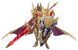 Rule 34 | absurdres, armor, body armor, breastplate, character request, full armor, gauntlets, gira (ohsama sentai king-ohger), gloves, gold, gold armor, gold gloves, helmet, highres, hip armor, holding, holding polearm, holding shield, holding weapon, king kuwagata ohger, knight, lance, ohger crownlance, ohgercrown, ohgerlance, ohsama sentai king-ohger, pauldrons, polearm, shield, shoulder armor, super sentai, tokusatsu, tongzhen ganfan, weapon