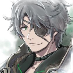 Rule 34 | 1boy, eyepatch, gloves, looking at viewer, male focus, nintendo, portrait, short hair, silver hair, smile, solo, xenoblade chronicles (series), xenoblade chronicles 2, yazwo, zeke von genbu (xenoblade)