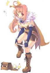 Rule 34 | 1girl, alchemist, alchemist (ragnarok online), bag, boots, cross-laced footwear, flask, full body, gloves, lace-up boots, panties, panty pull, peeing, pink hair, pointy ears, potion, ragnarok online, ribbon, round-bottom flask, socks, solo, surprised, underwear, undressing, white panties, yellow ribbon