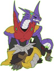 Rule 34 | 1other, arresterdramon, digimon, digimon (creature), dobermon, dog, dragon, fusion, gloves, highres, looking at viewer, other focus, solo, spikes, xros up arresterdramon (dobermon)