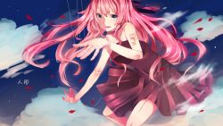 Rule 34 | 1girl, bad id, bad pixiv id, blue eyes, doll, doll joints, dress, hair ribbon, highres, itamidome, joints, long hair, megurine luka, pink hair, puppet, puppet strings, ribbon, smile, solo, tears, very long hair, vocaloid, wallpaper