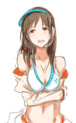 Rule 34 | 10s, 1girl, blush, breasts, clearite, cleavage, highres, idolmaster, idolmaster cinderella girls, looking at viewer, nitta minami, open mouth, simple background, sketch, smile, solo, white background