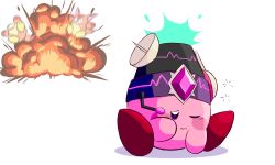 Rule 34 | awoofy, bomb kirby, closed eyes, closed mouth, commentary request, copy ability, explosion, highres, homing bomb kirby, kirby, kirby (series), kirby and the forgotten land, milk-box-16, nintendo, sleeping, squeans, white background