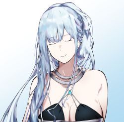 Rule 34 | 1girl, ak-12 (girls&#039; frontline), ak-12 (quiet azure) (girls&#039; frontline), breasts, cleavage, closed eyes, defy (girls&#039; frontline), dress, girls&#039; frontline, jewelry, long hair, looking at viewer, official alternate costume, silver hair, simple background, solo, tagme, talnory, white background