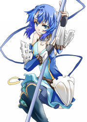 Rule 34 | 1girl, armor, bare shoulders, blue hair, catria (fire emblem), fire emblem, fire emblem: mystery of the emblem, fire emblem: new mystery of the emblem, fire emblem: shadow dragon, fire emblem: shadow dragon and the blade of light, fire emblem awakening, headband, holding, holding weapon, looking at viewer, nintendo, polearm, simple background, solo, spear, weapon, white background