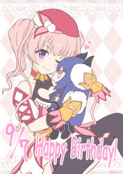 Rule 34 | 1girl, absurdres, black legwear, happy birthday, highres, katsuragi (katukone), pink hair, princess connect!, smile, tsumugi (princess connect!)