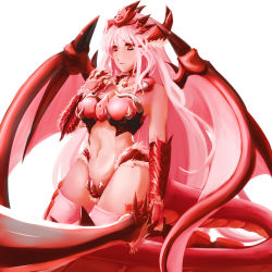 Rule 34 | 1girl, breasts, capcom, claws, cleavage, dragon girl, highres, monster girl, monster hunter (series), personification, pink hair, pink rathian, rathian, red eyes, scales, wings