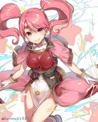 Rule 34 | 1girl, :q, armor, breastplate, closed mouth, fire emblem, fire emblem echoes: shadows of valentia, gloves, haru (nakajou-28), highres, mae (fire emblem), nintendo, pink eyes, pink hair, solo, tongue, tongue out, twintails, twitter username, white gloves