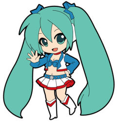 Rule 34 | 1girl, alternate costume, aqua eyes, aqua hair, belt, boots, choker, concept art, full body, hatsune miku, headphones, headset, long hair, lowres, microskirt, midriff, navel, official art, open mouth, piapro, pleated skirt, simple background, skirt, solo, standing, star (symbol), striped clothes, striped skirt, twintails, united states, very long hair, vocaloid, white background, white skirt