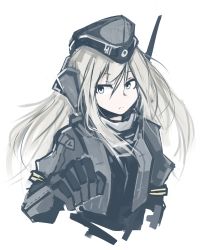 Rule 34 | 10s, 1girl, blonde hair, blue eyes, cropped jacket, deel (rkeg), frown, garrison cap, hat, highres, kantai collection, long hair, long sleeves, md5 mismatch, military, military uniform, pale skin, puffy long sleeves, puffy sleeves, resized, simple background, solo, u-511 (kancolle), uniform, white background
