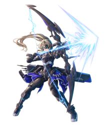 1girl absurdres action_taimanin armor arrow_(projectile) artist_request athena_(taimanin) blonde_hair bow_(weapon) full_body highres lilith-soft long_hair official_art ponytail simple_background solo taimanin_(series) taimanin_asagi_zero taimanin_rpgx taimanin_suit weapon