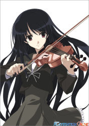 Rule 34 | 00s, 1girl, female focus, instrument, myself yourself, school uniform, serafuku, simple background, solo, violin, yatsushiro nanaka