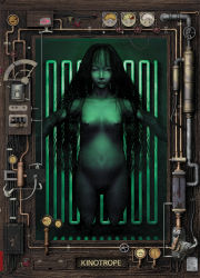 Rule 34 | 1girl, 3d, breasts, garage : bad dream adventure, in container, long hair, navel, nipples, nude, official art, person in container, smoking pipe, pussy, severed limb, small breasts