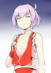Rule 34 | 1girl, anger vein, aqua eyes, bare shoulders, breast conscious, cosplay, ebizome, fatal fury, flat chest, grimace, kantai collection, name connection, oversized clothes, pink hair, ponytail, shiranui (kancolle), shiranui mai, shiranui mai (cosplay), short hair, short ponytail, snk, solo, the king of fighters