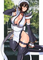 Rule 34 | 1girl, black hair, breasts, duplicate, iroha (samurai spirits), large breasts, maid, samurai spirits, solo