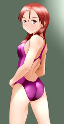 Rule 34 | 1girl, ass, brown eyes, brown hair, competition swimsuit, from behind, long hair, minna-dietlinde wilcke, one-piece swimsuit, strike witches, swimsuit, tanaka rikimaru, world witches series