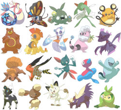 Rule 34 | :d, bear, beautifly, berry (pokemon), black eyes, bug, butterfly, cat, commentary, creatures (company), dedenne, english commentary, fangs, flaaffy, flower, froslass, game freak, gen 1 pokemon, gen 2 pokemon, gen 3 pokemon, gen 4 pokemon, gen 5 pokemon, gen 6 pokemon, insect, kirlia, looking at viewer, meowth, milotic, nintendo, one eye closed, open mouth, pinap berry, pinkgermy, pokemon, pokemon (creature), quagsire, rabbit, scrafty, simple background, smile, standing, standing on one leg, trubbish, ursaring, vulpix, white background