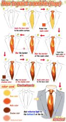 Rule 34 | commentary, english commentary, english text, guide, highres, how to, multiple views, necktie, original, red necktie, simple background, solo, upper body, white background, yoshimura takuya