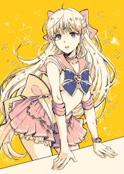 Rule 34 | 1girl, aino minako, bishoujo senshi sailor moon, blonde hair, bow, gloves, highres, long hair, magical girl, miniskirt, sailor venus, skirt, very long hair, yablive