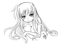 Rule 34 | 00s, 1girl, breasts squeezed together, breasts, fate testarossa, frapowa, greyscale, large breasts, long hair, lyrical nanoha, mahou shoujo lyrical nanoha, mahou shoujo lyrical nanoha strikers, monochrome, sketch, solo