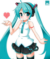 Rule 34 | 10s, 1girl, 2012, ama (monochrome works), aqua hair, bad id, bad pixiv id, blush, dated, green eyes, hatsune miku, headphones, heart, lat model (mikumikudance), long hair, mw ama, necktie, simple background, skirt, smile, solo, thighhighs, twintails, very long hair, vocaloid, white background