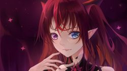Rule 34 | 1girl, absurdres, crystal, detached sleeves, heterochromia, highres, hololive, hololive english, horns, irys (hololive), irys (irys 1.0) (hololive), long hair, nail polish, pink nails, pointy ears, red hair, turbulence, very long hair, virtual youtuber
