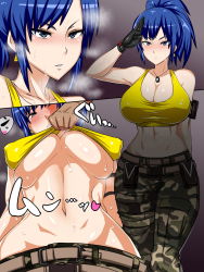 Rule 34 | breast drop, breasts, clothes lift, highres, large breasts, leona heidern, okyou, shirt lift, tagme, the king of fighters, undressing