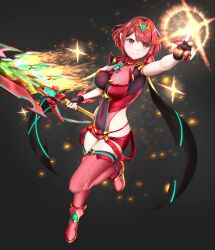 Rule 34 | absurdres, aegis sword (xenoblade), breasts, eilier project, highres, large breasts, pyra (xenoblade), red eyes, red hair, short hair, xenoblade chronicles (series), xenoblade chronicles 2