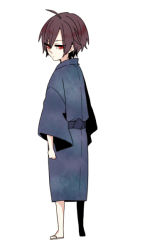 Rule 34 | 1boy, black hair, child, full body, japanese clothes, male focus, nitroplus, red eyes, shiki (togainu no chi), short hair, simple background, solo, white background
